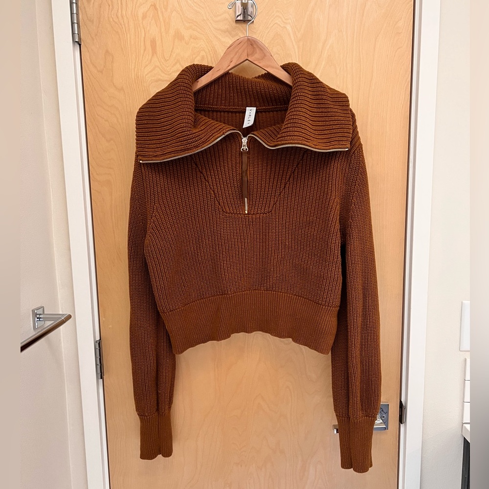 Varley brown sweater half zip | size medium